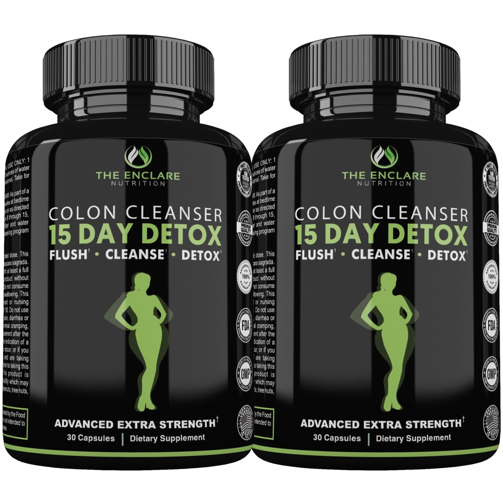 EnCLARE NUTRITION 15 Day Detox puhdistaa laihtuminen. Advanced Gut tuki naisille ja miehille. Colon puhdistaa laksatiiveja ummetus ja turvotus Relief. Gut Cleanse Probiootti Diet Pillerit 60ct (2)