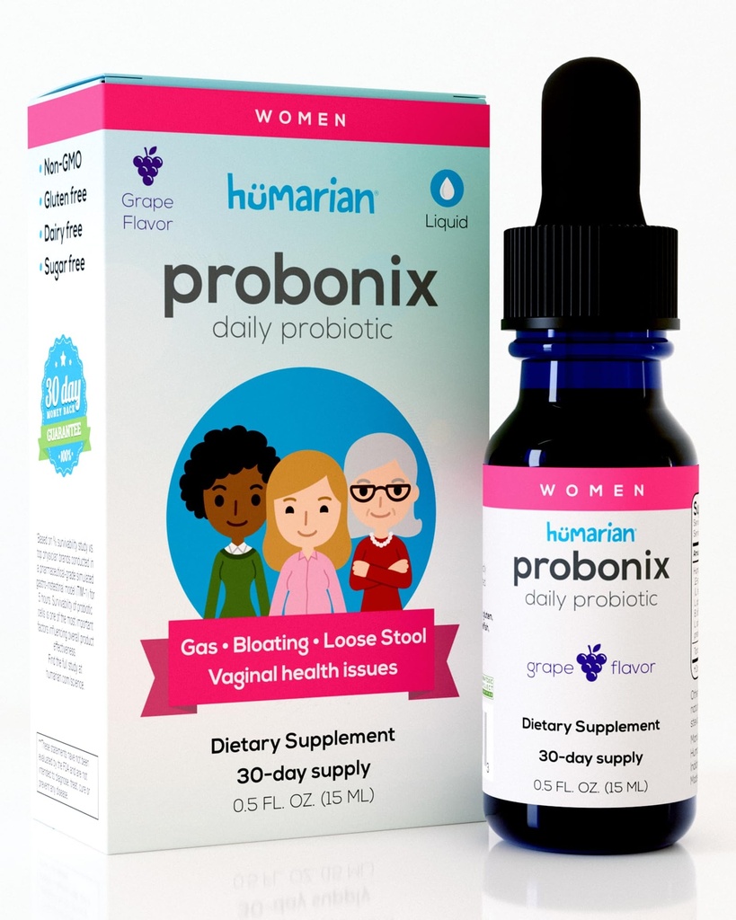 Probonix Humarian Liquid Probiootit naisille - 12-Strain Probiootti drops for Fortify Women
