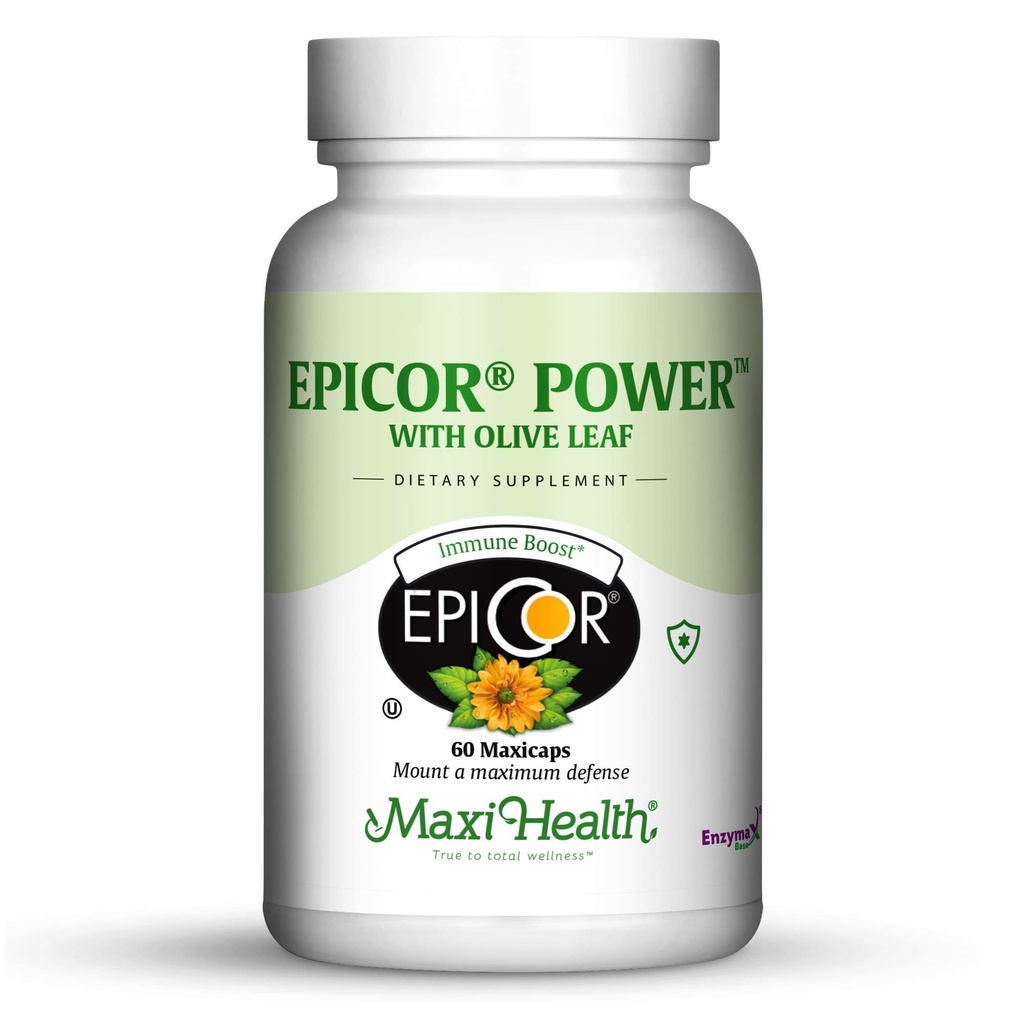 Epicor Power av Maxi Health: EpiCor med Olivblad Extrakt - Bearbetad Brewer Yeast - 60 Vegetariska kapslar - Kosher