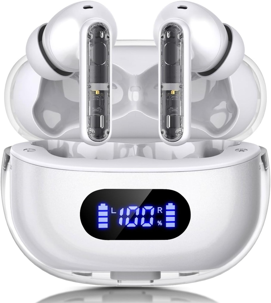 Langattomat korvakorut P1 PRO, kuulokkeet langattomat Bluetooth kuulokkeet selkeällä puhelu Mics korvanuket, mukava Fit, IPX7 vedenpitävä kuulokkeet Pitkä akku Life, 30H Leikkiaika urheiluharjoittelu