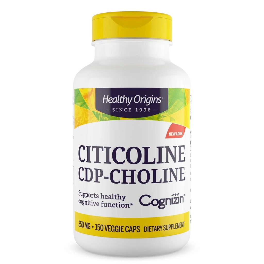 Terve Origins Cognizin (siticoline), 250 mg - Aivolisä muistia Citicoline CDP Choline - ei- GMO, Vegan & Gluteeniton täydennysosa - 150 kasviskapselit