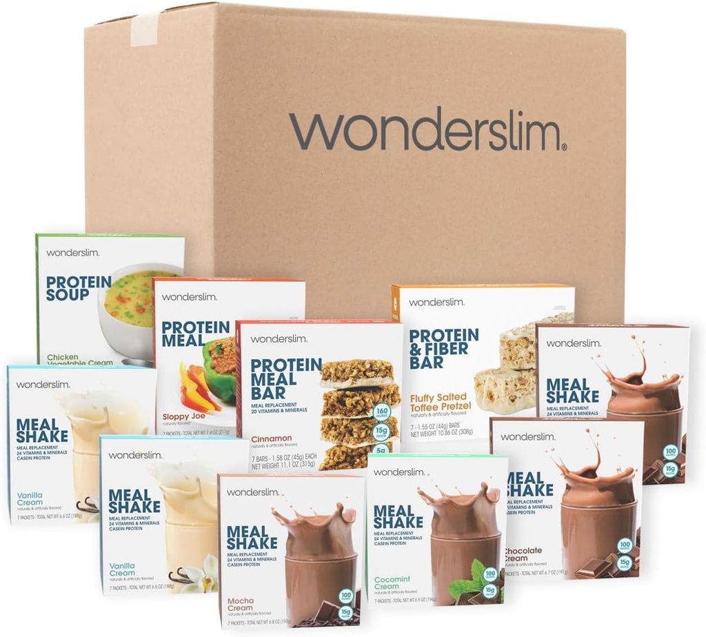Wonderlim 2 Week Week Loss Ateriapakkaukset 70 Valmiina syömään Ruokavaliota laihtumiseen, valmiiksi pakatut ateriat ja välipalat miehille ja naisille, rakennettu rakenne pitkän aikavälin menestykseen