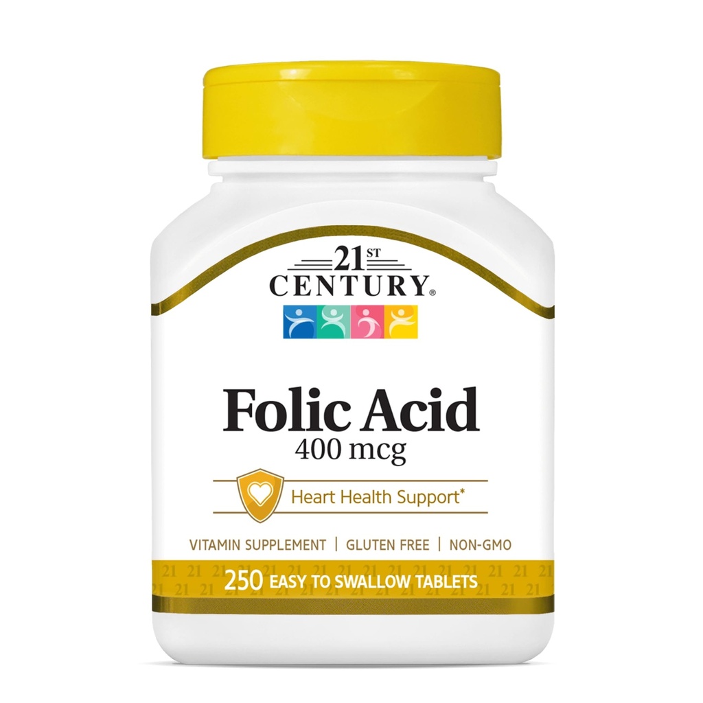 21st Century Folic Acid 400 mcg tabletter, 250 greve