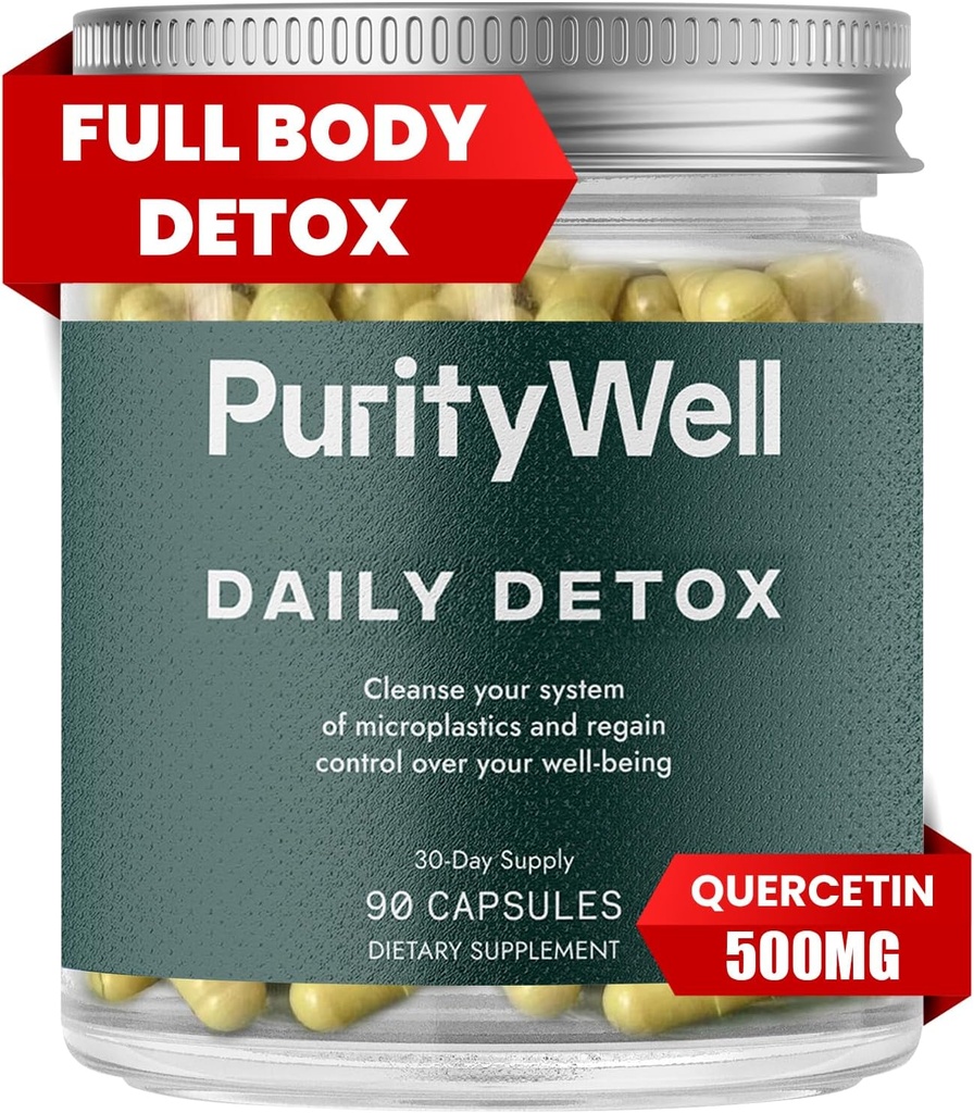 Full-Body Support Supplement med Quercetin 500mg, Vitamin C & L-Cysteine - Stöder andnings-, lever- och matsmältningshälsa - 90 kapslar
