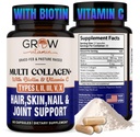 kasvaa vitamiini Multi Collagen kapselit 1800MG (tyypit I, II, III, V & X) - Ei GMO, Grass Fed Kollagen - anti ikääntymistä tukea hiukset, iho, kynnet - proteiini pillereitä Joint Support - 90 kapselia