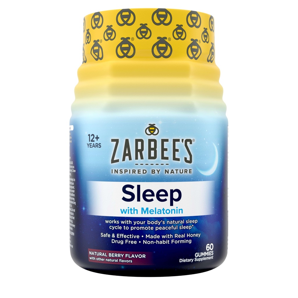 Zarbee melatoniini Gummies 3mg Sleep täydentää edistää rauhallinen uni, Natural Mixed hedelmä maku, Aikuiset Gummy Ikä 12 Up, 60 Count