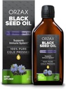 ORZAX Black Seed Oil Liquid (8 fl oz) - Cold Pressed 100% Pure | Vegan, Gluten Free, Non-GMO | 5000mg Black Cumin (Nigella Sativa) Olja med 50mg Thymoquinone | Rich i Omega 3-6-9 | Glasflaskor