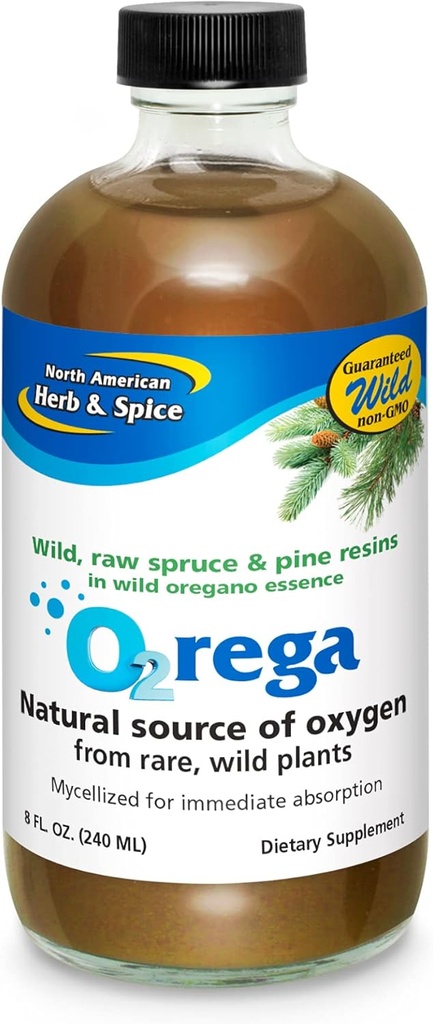 POHJOINEN AMERICAN HERB & SPICE O2rega - 8 oz - Natural Source of Oxygen - Tukee energiatasoja - P73 Oregano, Spruce & Pine - Mycellized for Maximum Absorption - non-GMO - 16 Servings
