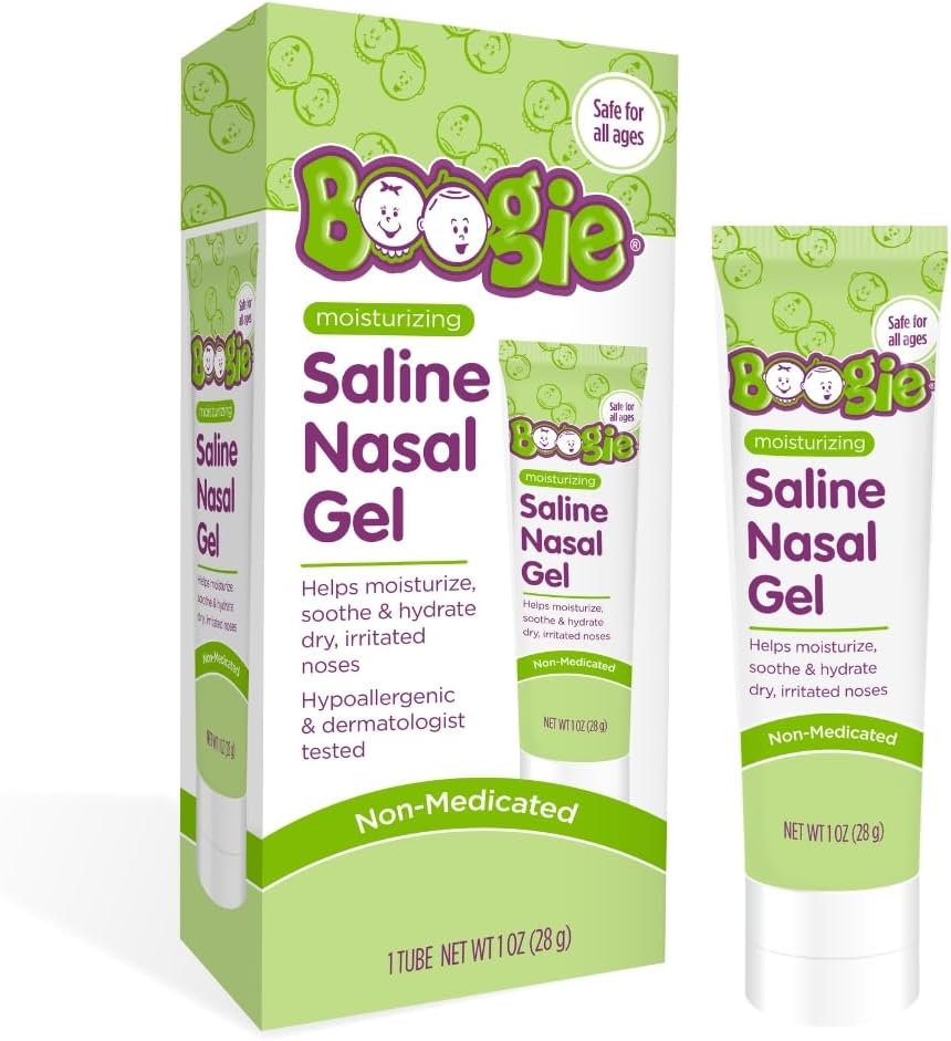 Boogie Saline Nasal Gel, Valmistettu Aloe ja Isotonic Saline, Soothes ja Hydrates Kuiva tai ärtynyt nenät, hajuton, pakkaus 1