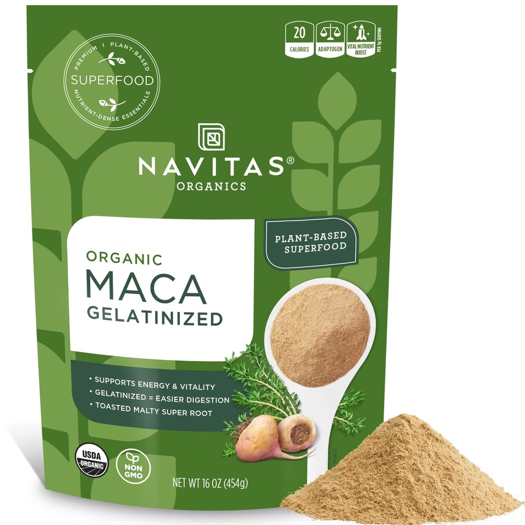 Navitas Organics Maca Geladised Powder, 16 oz. Bag, 90 Servings .