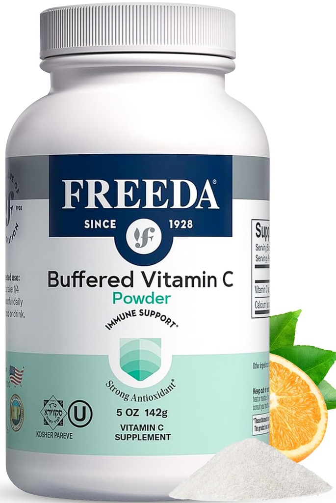FREEDA puskuroitu C-vitamiinijauhe (Kalsiumaskorbaatti) 