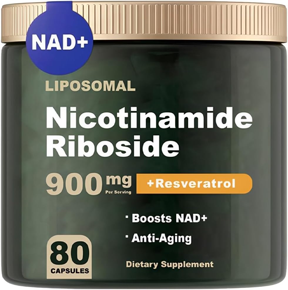 NAD Supplement - NAD Nicotinamide Riboside 900 mg, Resveratrol, Quercetin - NAD Supplement för anti-aging, energi, fokus - 80 kapslar