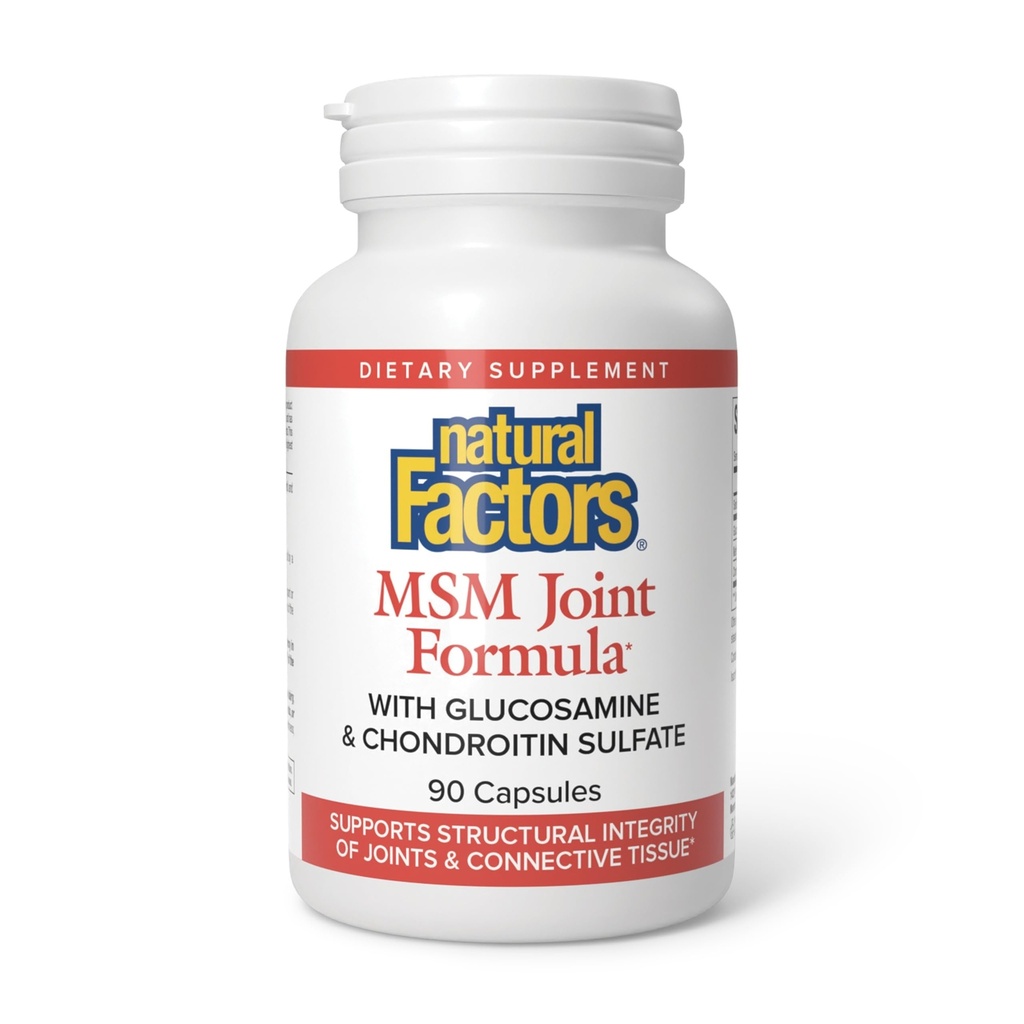Natural Factors, Joint MSM Formula, tukee Terve Joint, Lihas ja Cartilage kanssa Glukosamiini ja Chondroitin Sulfate, 90 kapselia (90 annosta)