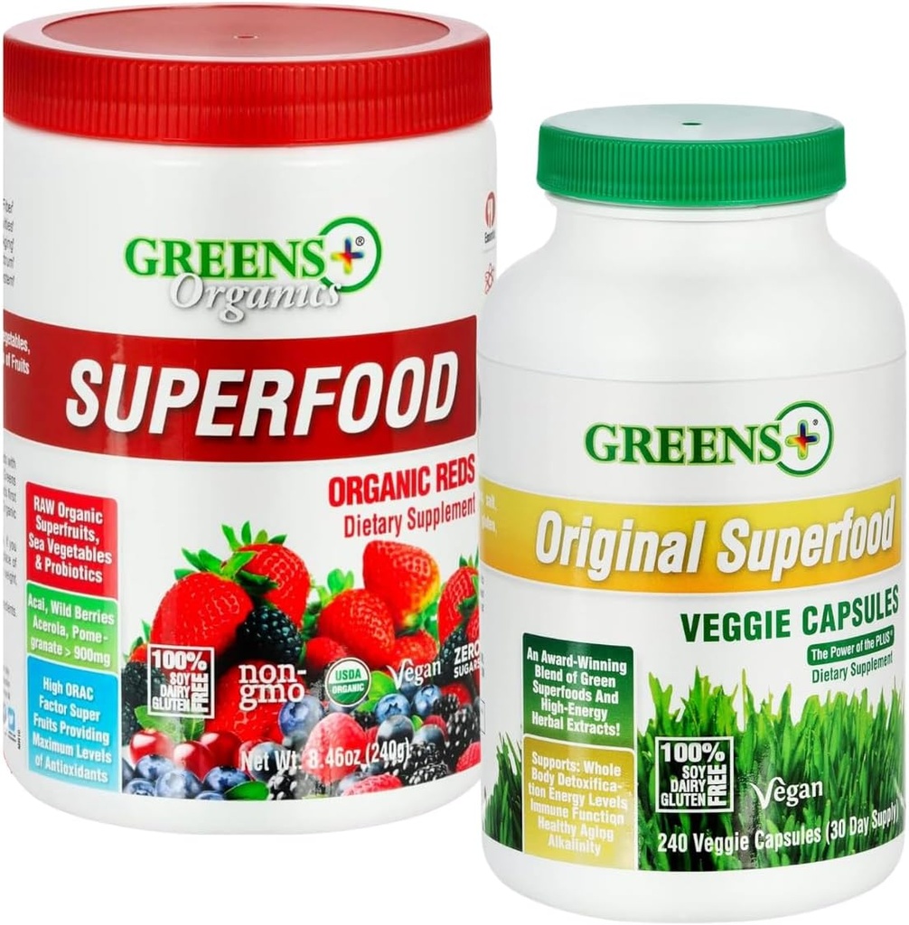 Vihreät+ Organic Reds Superfood Powder Organic Super Veggie kapselit