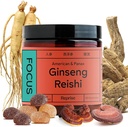 Focus Gummies med American Ginseng, Korean Panax Ginseng & Reishi Extract - Hjälper till att stödja energi och humör, Vegan, Low-Sugar, 60 Gummies, Pineapple, Loquat & Strawberry smak