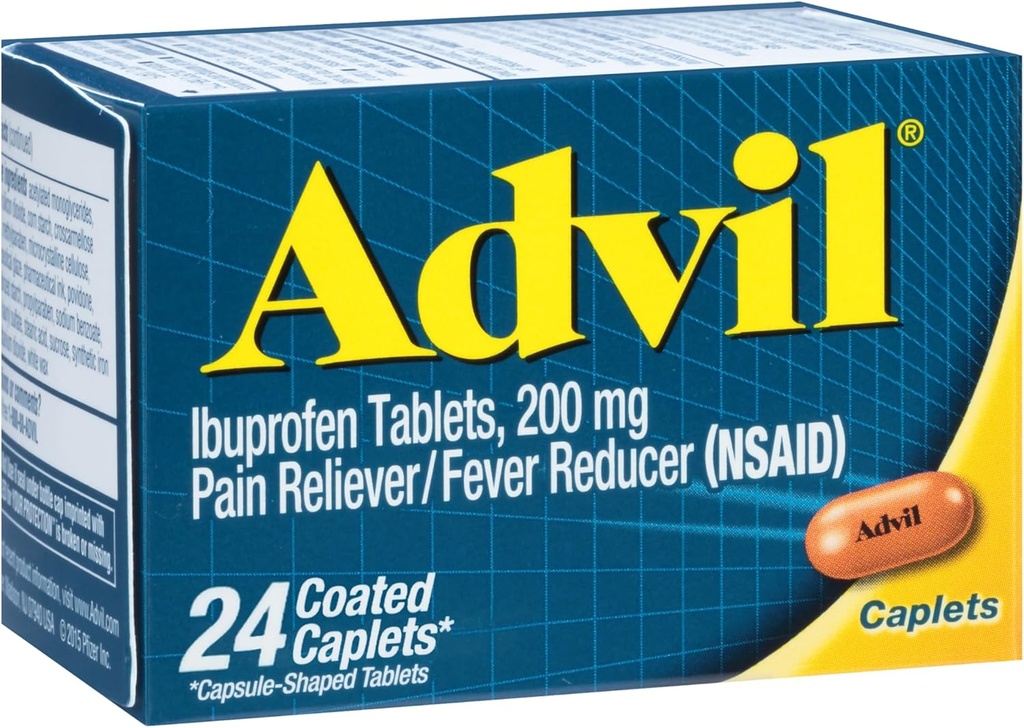 Advil Ibuprofen Coated Caplets Pain Reliever och Fever Reducer 200 Milligram 24Ct