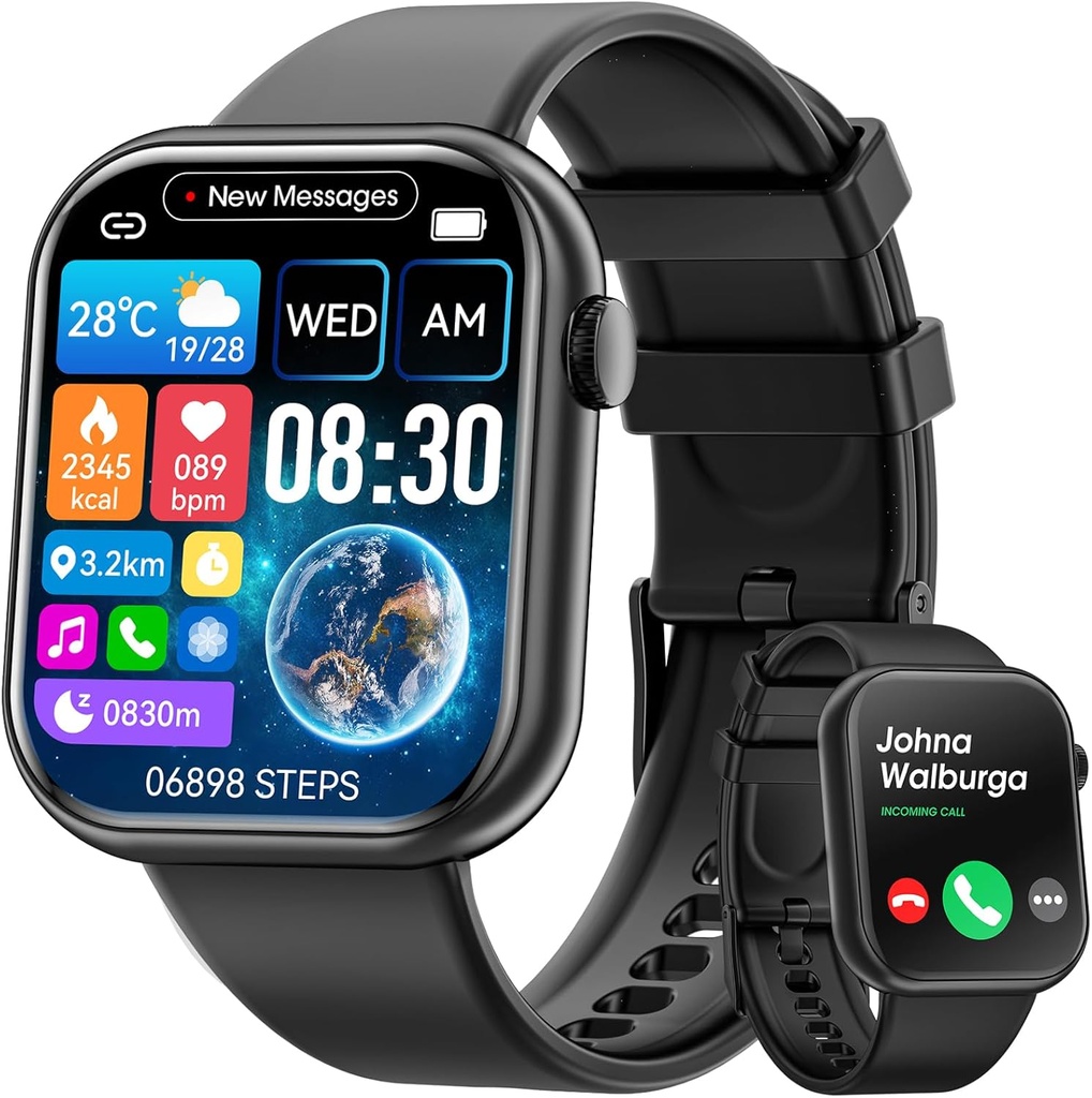Hwagol Smart Watch (Vastaus/Make Call) 1.85tuumainen Fitness Tracker, DIY soittaa / pedometri / Calories / Multiple Sport Modes / Voice Assistant, Smart Watches for Men Women Android iOS Puhelimet