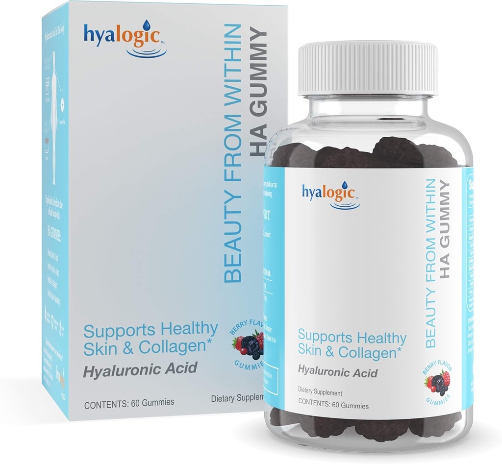 Hyalogisk skönhet från Inom Hyaluronsyra Gummies - Perfekt för hudvård och hårtillväxt - Utsökt Berry-Flavored Gummy Vitamins - Vegan & Gluten Free (60 Gummies)
