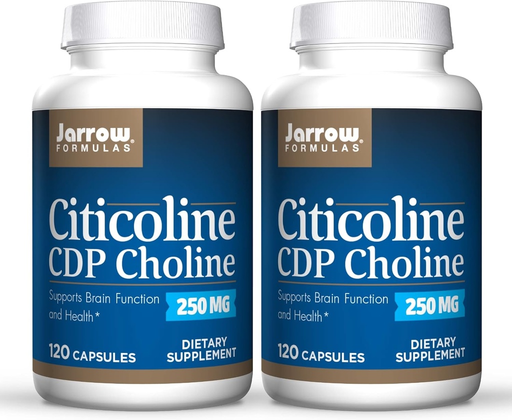 Jarrow Formulas Citicoline (CDP Choline) 250 mg - 120 kapslar, paket med 2 - Stöder hjärnhälsa och uppmärksamhetsprestanda - Upp till 240 totala portioner