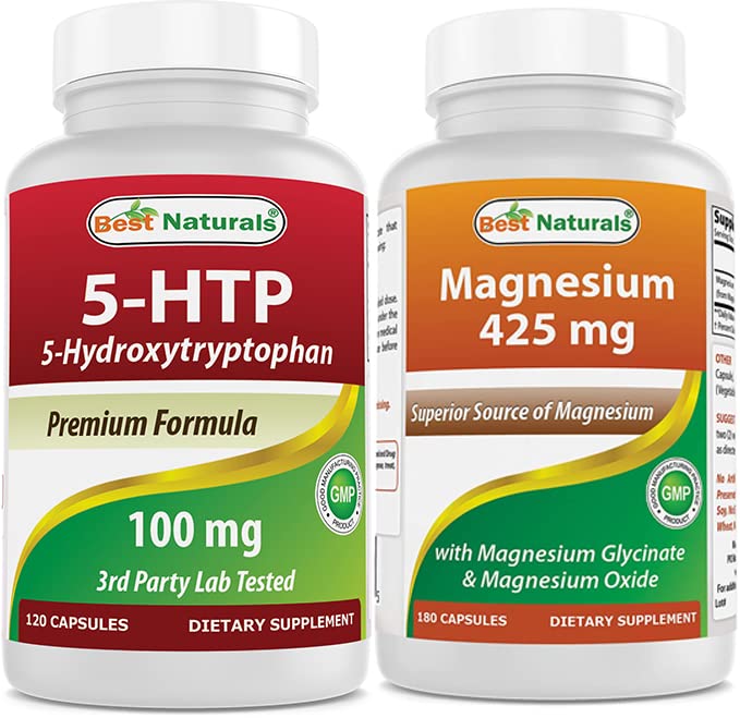 Best Naturals 5-HTP (5-hydroksitryptofaani) 100 mg & Magnesium Glycinate 425 mg