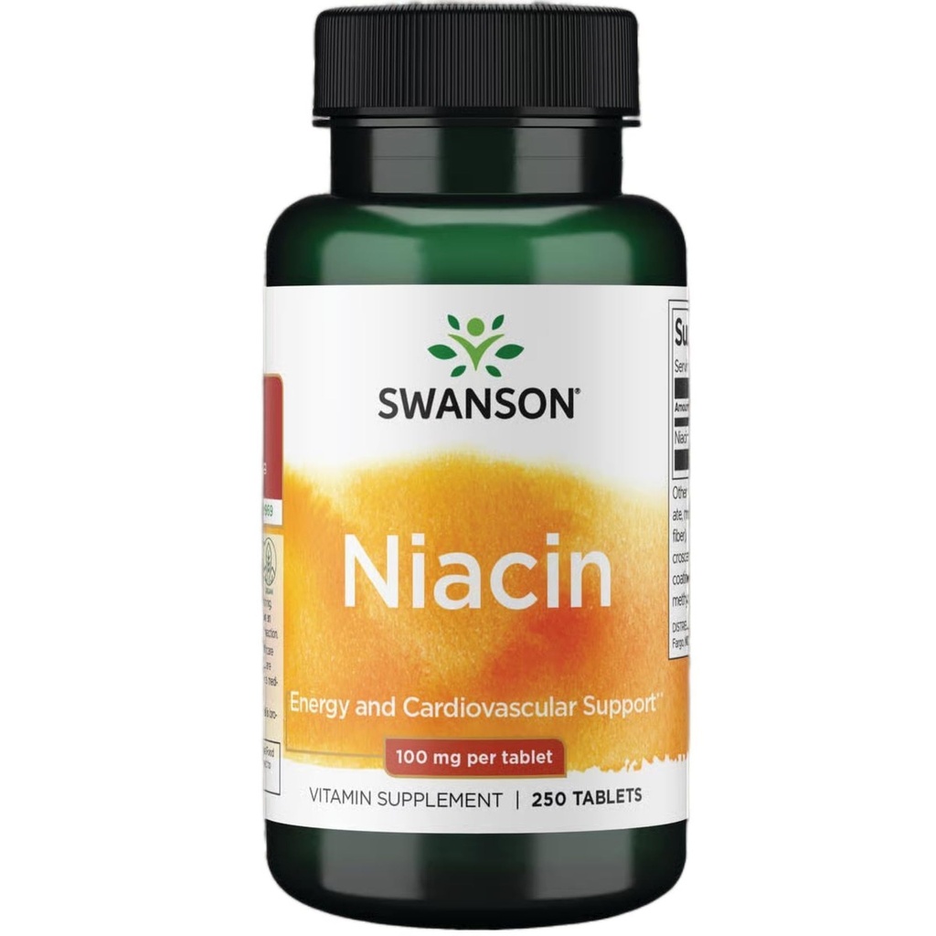 Swanson Niacin (Vitamin B3) - vitamiini täydentää tukee sydämen terveys ja hiilihydraatti aineenvaihdunta - edistää luonnon energian tuotantoa - (250 tablettia, 100 mg NE Each)