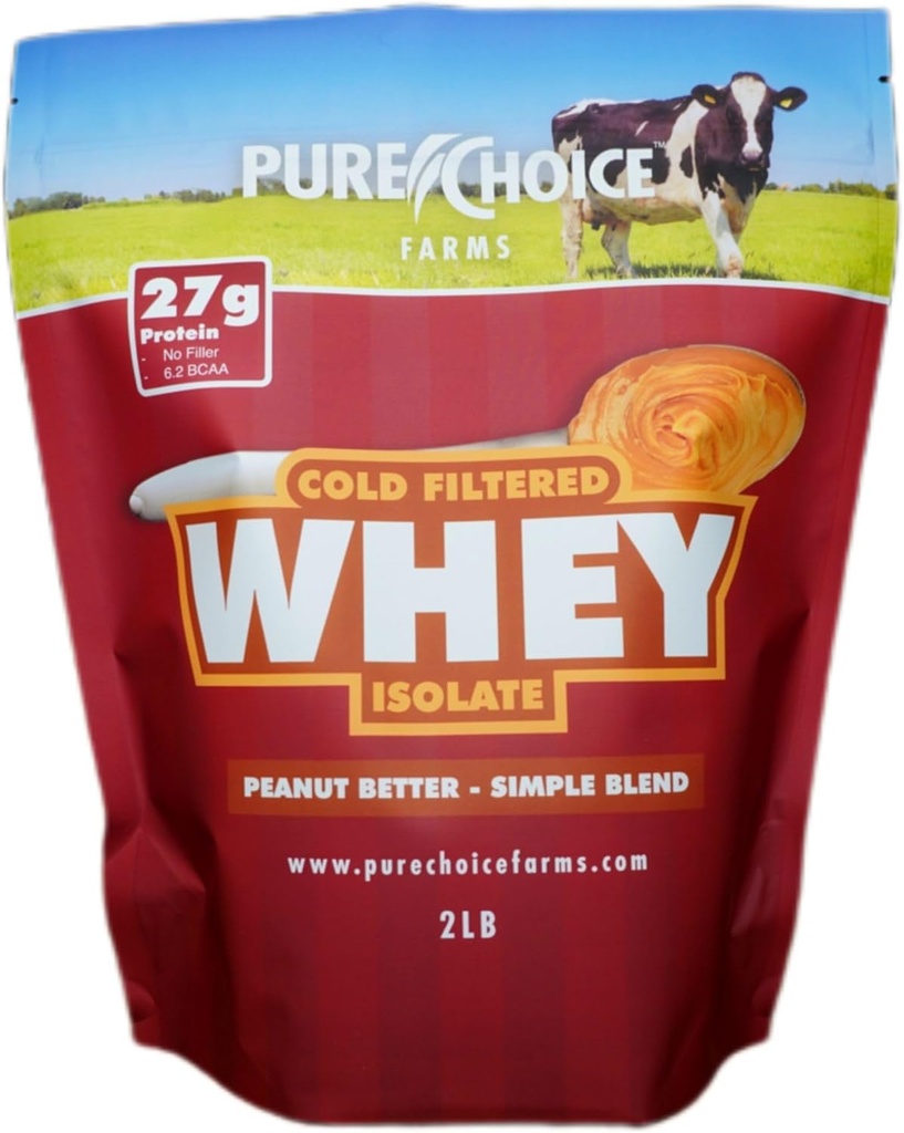 Pure Choice Peanut Butter Whey Isolate Protein Powder, 28g Protein & Low Fat, Paras kylmäsuodatettu & Denaturoimaton Whey, Ei Fillers tai keinotekoinen makeuttajat (Peanut Parempi, 2 lb)