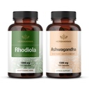 HERBAMAMA Rhodiola Rosea ja Ashwagandha Kit - 1000 mg Rhodiola Rosea kapselit & 1500 mg Ashwagandha juurikapselit - Vegaani, ei-GMO, liivate - 2 pakkaus