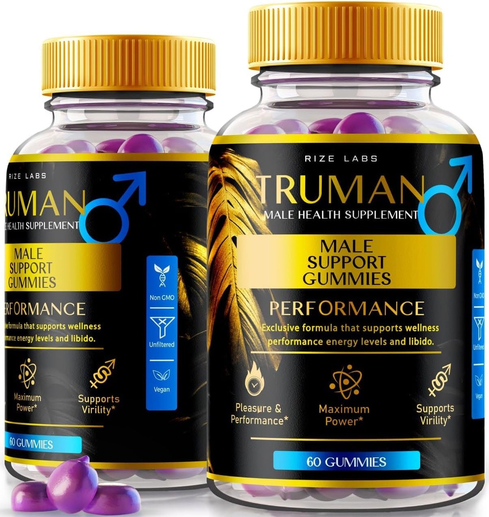Rize labs (2 Pack) Truman Gummies, Truman for Men, Truman Performance Supplement Arvostelut, Truman Gummy, TrumanMale Support, Tru Man All-Natural Supplement, Gomitas (120 Gummies)