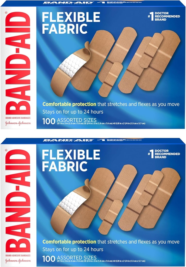 BAND-AID Brand Joustava Fabric Liima Bandges muisti-Weave Fabric, Quilt-Aid Comfort Pad & Hack-free Pad; Haavojen hoito pieniä haavoja, scrapes, & Haavoja, valikoituja kokoja, 2 x 100
