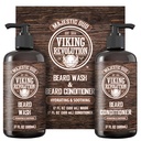 Viking Revolution Parta Pesu- ja partahoitoaine miehille Argan Oil ja Jojoba Oil - Parta Pehmentäjä ja Vahvistaja Parta Hoitoparta Shampoo ja hoitoaine partaöljy (17oz, Majestic Oud)