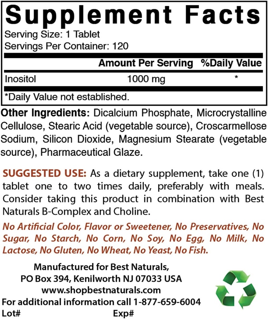Best Naturals Inositoli 1000 mg & L-Theanine 200mg