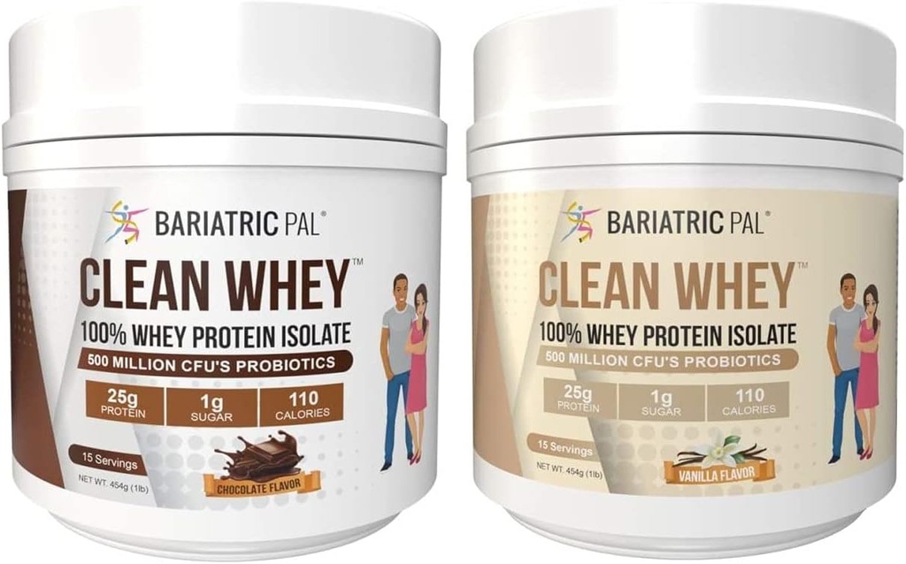 BariatricPal Clean Whey Protein (25g) Probiootit - Chocolate & Vanilla Variety Pack