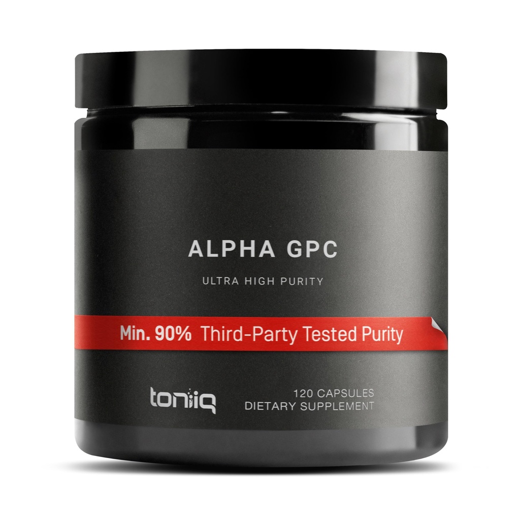 Toniq Ultra High Puhtaus Alpha GPC kapselit - 600 mg Toniq Formula - 90%+ Erittäin puhdas ja biologisesti saatavilla Nootropic - 120 kapselia Alpha GPC täydentää
