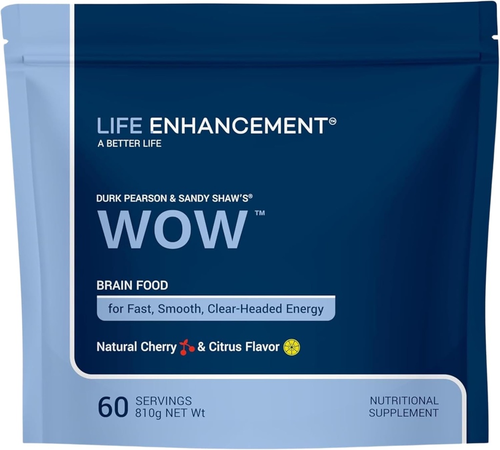Life Enhancement Wow Drink Powder with B12, Niacin, kofeiini, tauriini, Fenyylialaniini, C-vitamiini, & enemmän monivitamiinia - ikääntymistä estävä jauhe matala-Calorie aivojen Boost - 60 tarjoilua