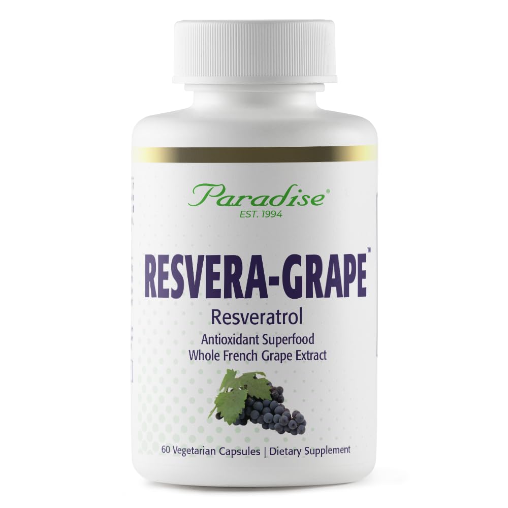 Paradise Yrtit Resveragrape, Resveratrol + polyfenolit + Opc's, Super Potent, Ultra Pure, GMO, Gluteeniton, 60 Kasvissyöjäkapselit