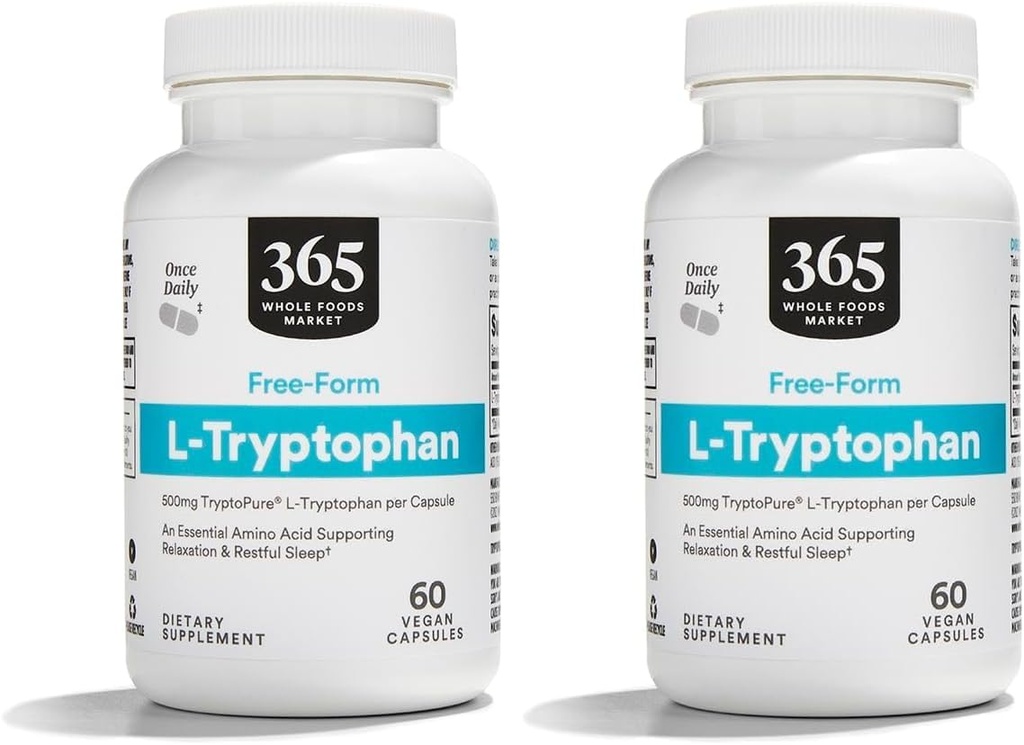 365 by Whole Foods Market, L-Tryptofan, 60 kasviskapselia (Pakki 2)
