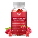 400 mg magnesium Glycinate Gummies 200 mg magnesium Malaatti, D-vitamiini, B6, ja CoQ10, magnesium Glycinate täydentää rentoutumista ja kognitiota, sokeriton, vadelma maku - 60 Gummies