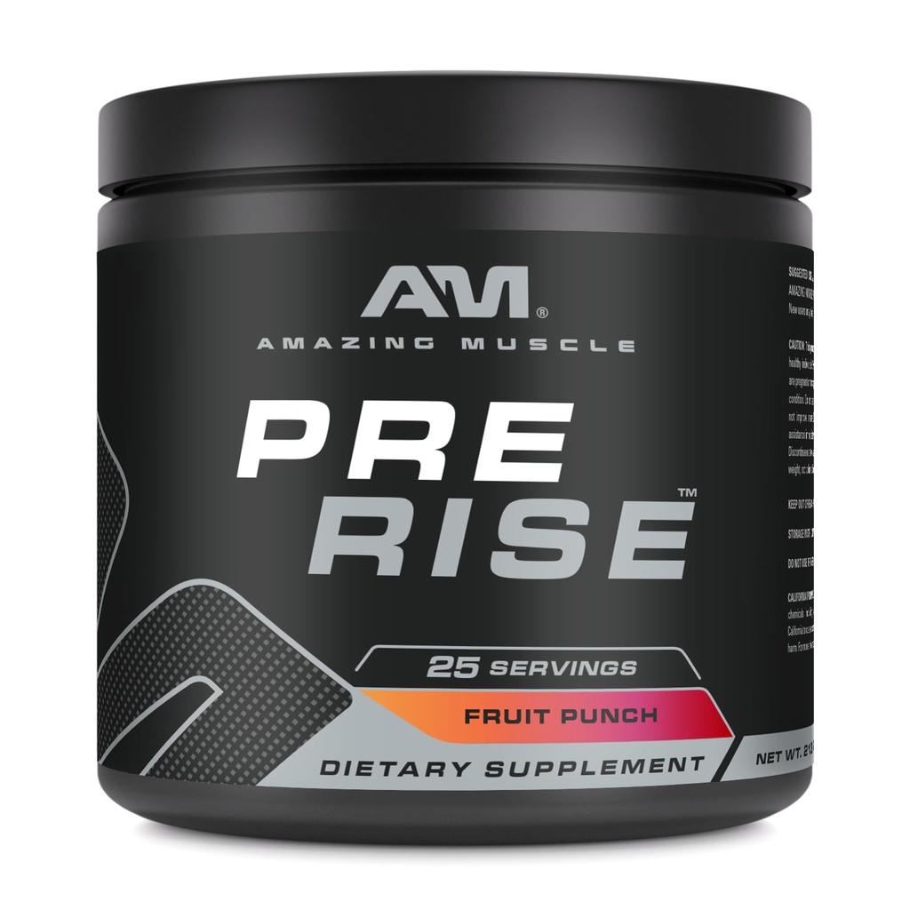 Hämmästyttävä Lihas Pre Nousu Pre-Workout Powder täydennysosa kofeiini & Beta-Alanine miehille & naisille 25 tarjoilut (25 tarjoilut, hedelmänpala)