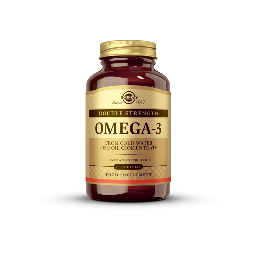 Solgar Double Strength Omega 3 700 mg - 60 Softgels - Inkluderar 600 mg EPA & DHA - Non-GMO, Gluten Free - 60 portioner