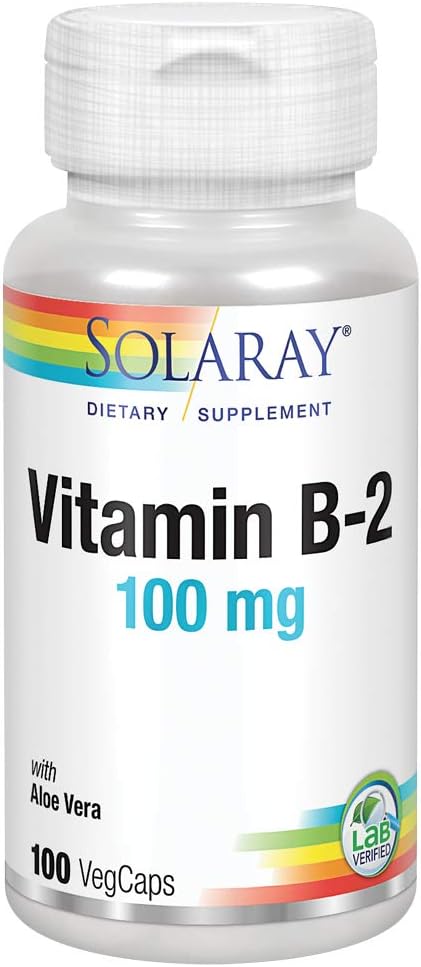SOLARAY-vitamiini B-2 Riboflaviini 100 mg ja Aloe Vera 