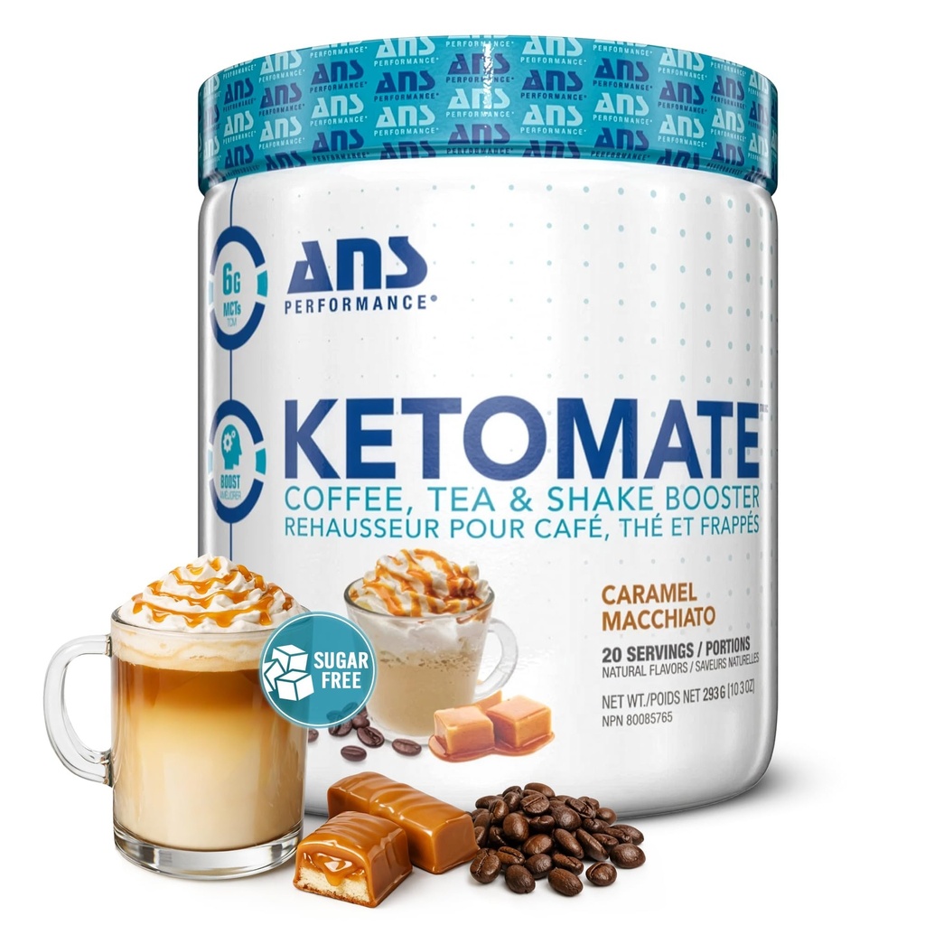 ANS Performance Ketomate Coffee Creamer MCT öljyjauhe, herkullinen, sokeriton kerma kahvia, teetä & Shakes, täydellinen Keto Energy Powder, 20 tarjoilua, 15oz, Caramel Macchiato