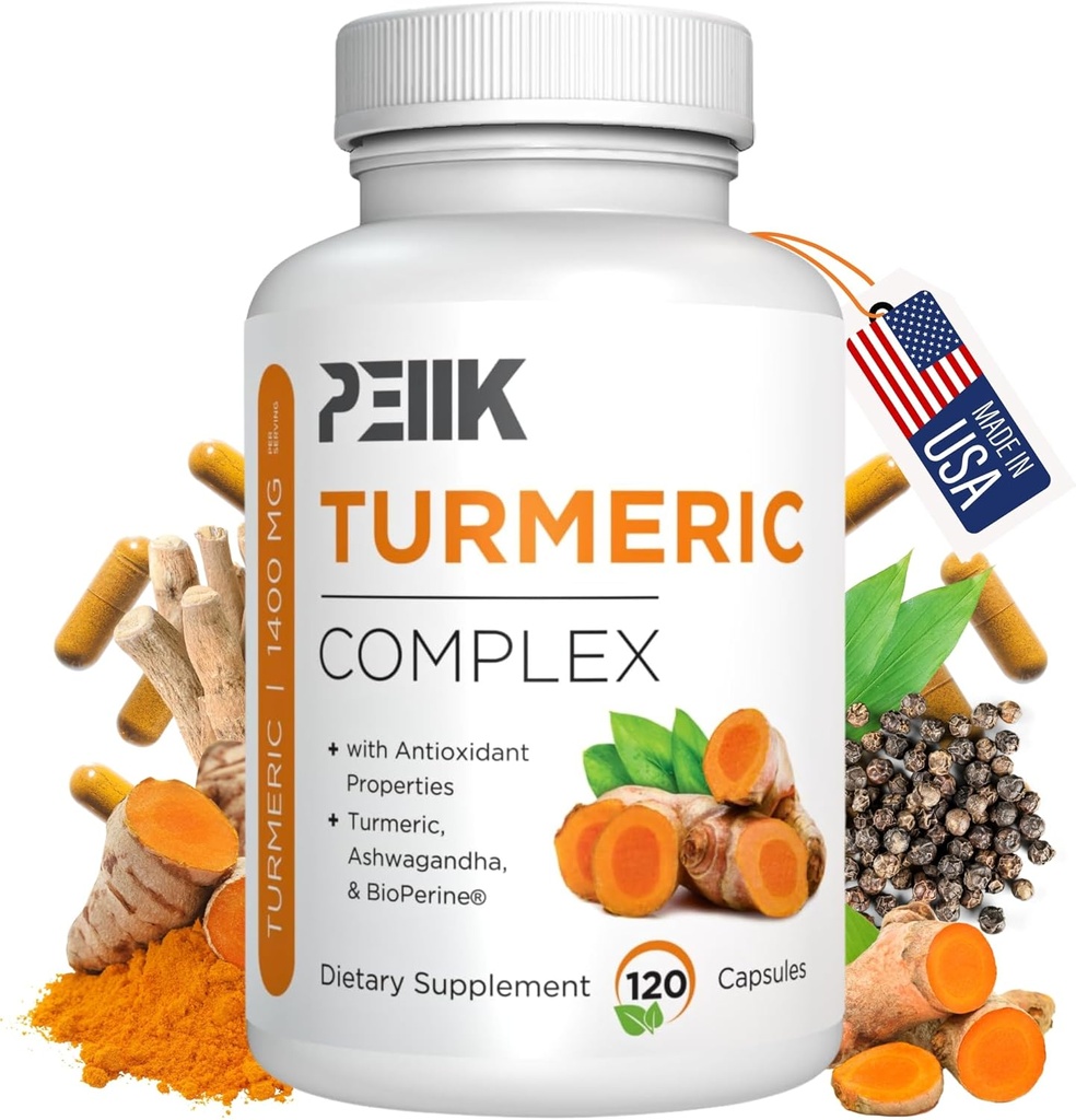 Kurkumaiini, jossa on mustapippuria & Ashwagandha - korkea imeytyminen Ultra potentin kilpikonnan lisäravinteet 95% Curcuminoidit, BioPerine & Ashwagandha - kurkumalliset kapselit Joint Support 120 kapselia