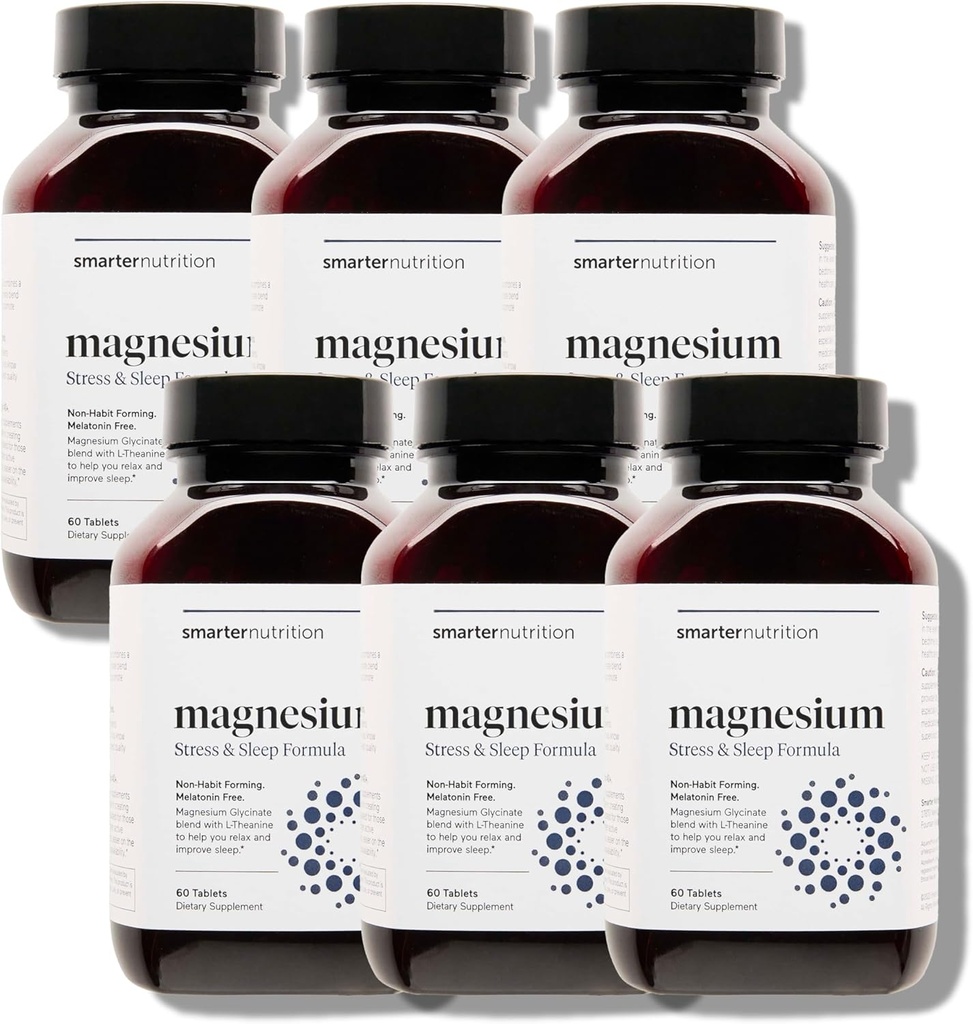 Smartare Nutrition Magnesiumkomplex - Chelated Magnesium Glycinate + Citrate, Malate for Sleep, Relaxation, Muscle & Nerves + Clinically Proven L-Theanine, Non-GMO-360 Tablet[180-Day Supply]