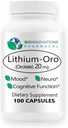 Litium Oro 20 mg, tukee tervettä mielialaa emotionaalinen hyvinvointi, käyttäytyminen, ja muisti. Bio käytettävissä, 100 kapselia (elementaarinen litiumorotio)