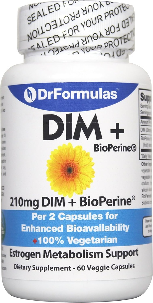 DrFormulas DIM Supplement naisten ja miesten Complex Detox Plus BioPerine Diindolyylimetaani