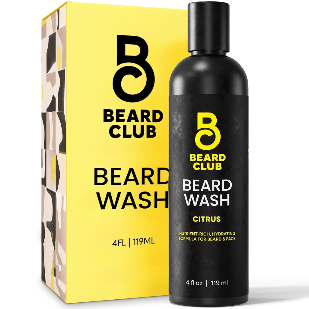 Beard Club Citrus Beard & Face Wash - All-in-One Cleanser, Softens & Nourishes Facial Hair, Hydrates & Cleans Skin, Paraben & Sulfate-Free
