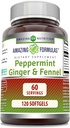 Fantastiska formler- Peppermint, Ginger och Fennel Dietary Supplement - 363 Milligram - 120 Softgels (Non-GMO, Gluten Free) -