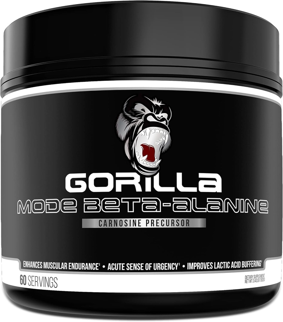 Gorilla Mind Beta-Alanine Carnosine Precursor, parannettu lihasten kestävyyttä, 3,2 grammaa per annos