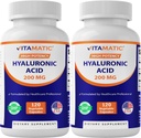 Vitamatic 2 Pack Hyaluronic Acid lisäravinteet 200mg - tukee terveitä kudokset ja nivelet - edistää nuorten terve iho - Yhteensä 240 kapselia
